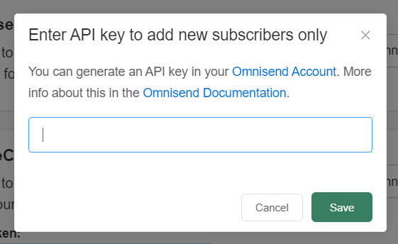 how to send leads to omnisend api key
